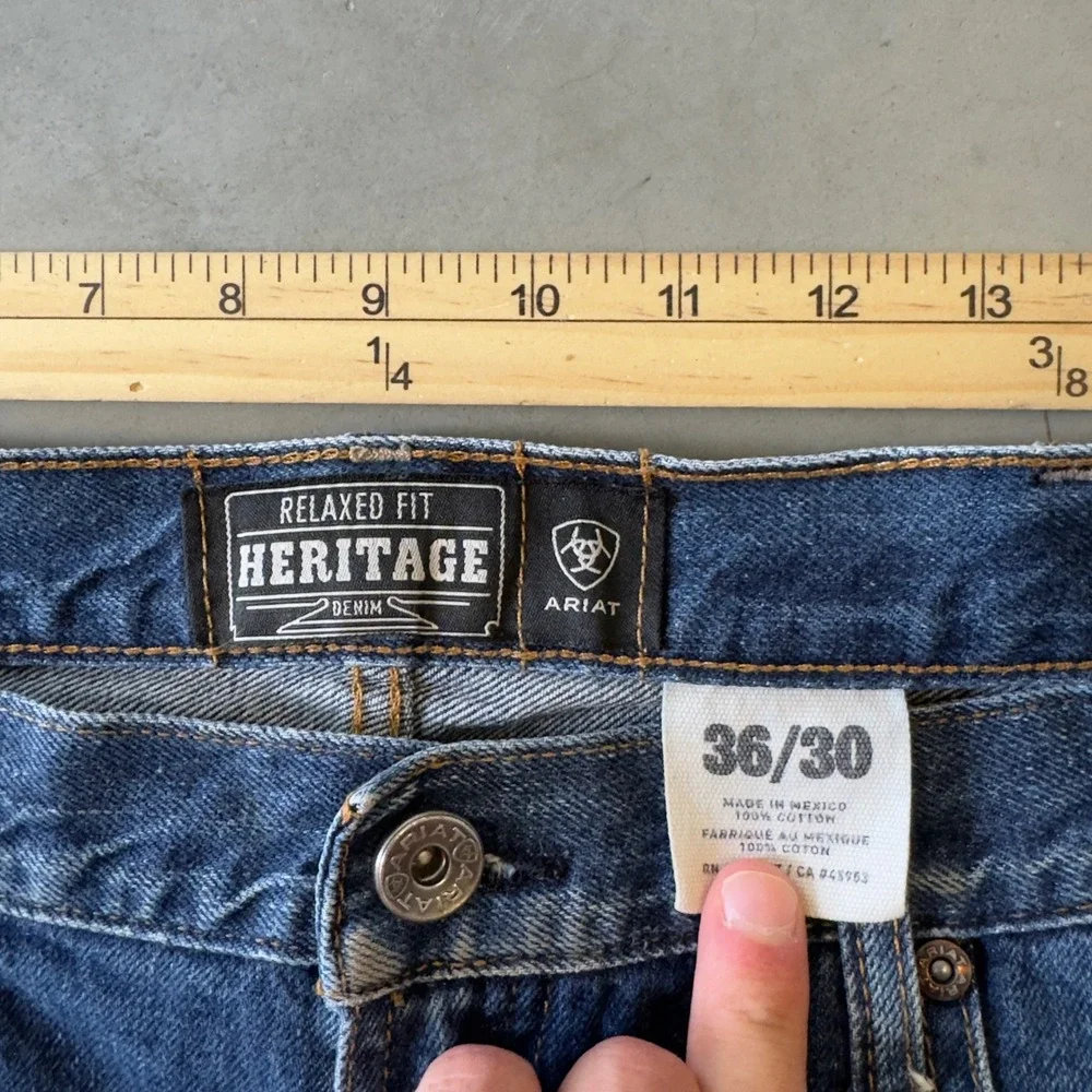 Ariat Heritage Relaxed Fit Jeans Mens 36x30 Blue Denim Straight Leg Workwear